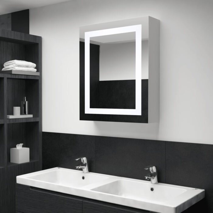 Armoire de salle de bain à miroir LED 50x13x70 cm – Image 1