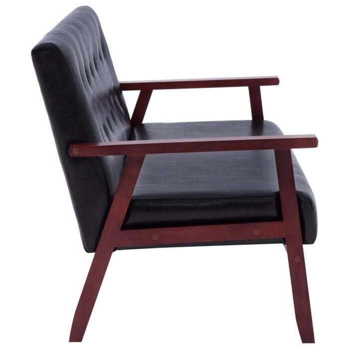 Ensemble de canapés 3 pcs noir similicuir – Image 4