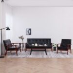 Ensemble de canapés 3 pcs noir similicuir