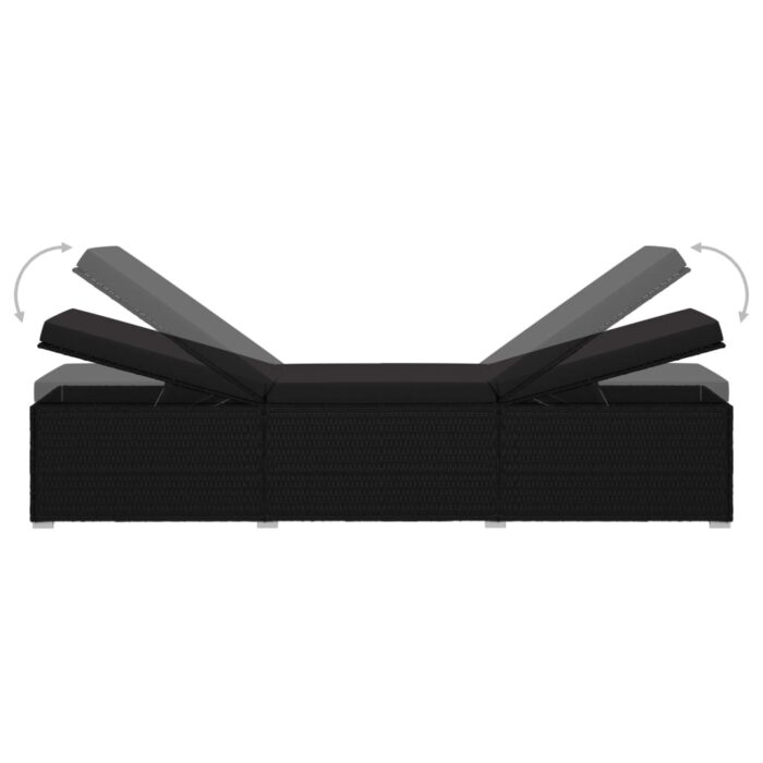 Chaise longue avec coussin Résine tressée Noir – Image 5