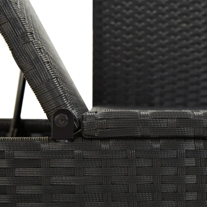 Chaise longue avec coussins Résine tressée Noir – Image 7