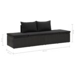 Chaise longue avec coussins Résine tressée Noir – Image 9