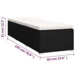 Chaise longue avec coussin et table à thé rotin Blanc crème – Image 11