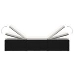 Chaise longue avec coussin et table à thé rotin Blanc crème – Image 6