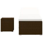 Chaise longue avec coussin et table à thé résine tressée marron – Image 2