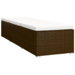 Chaise longue avec coussin et table à thé résine tressée marron – Image 4