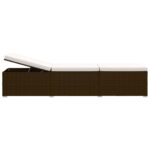 Chaise longue avec coussin et table à thé résine tressée marron – Image 5