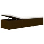 Chaise longue avec coussin et table à thé résine tressée marron – Image 7