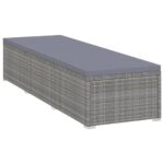 Chaise longue avec coussin et table à thé Résine tressée Gris – Image 3