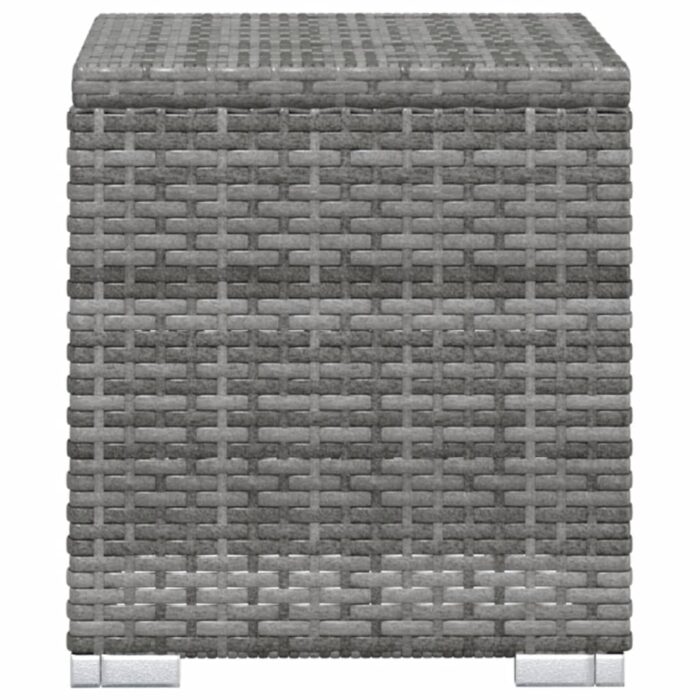 Chaise longue avec coussin et table à thé Résine tressée Gris – Image 7