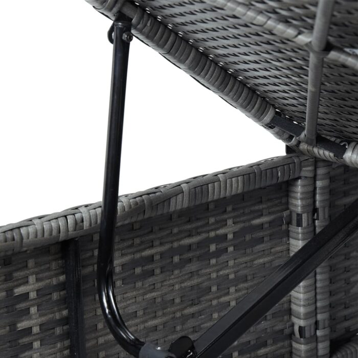 Chaise longue avec coussin et table à thé Résine tressée Gris – Image 8