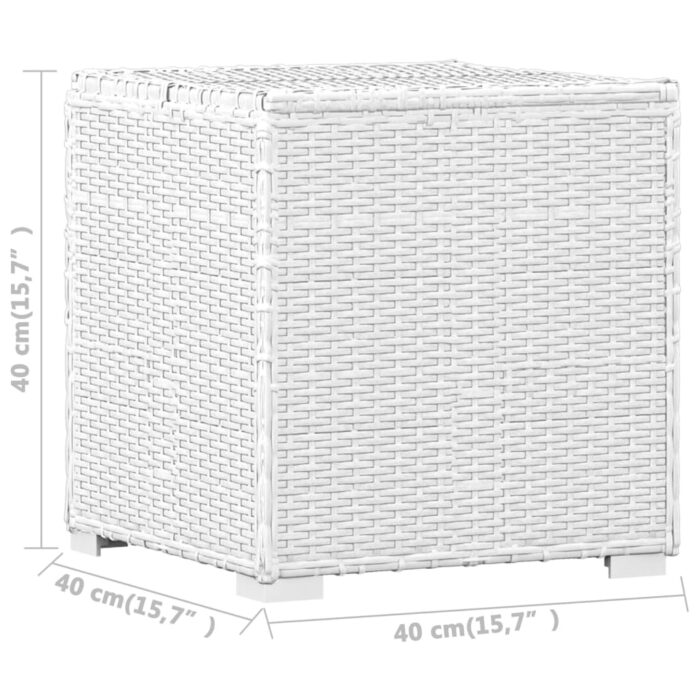 Chaise longue avec coussin et table à thé rotin Blanc – Image 11