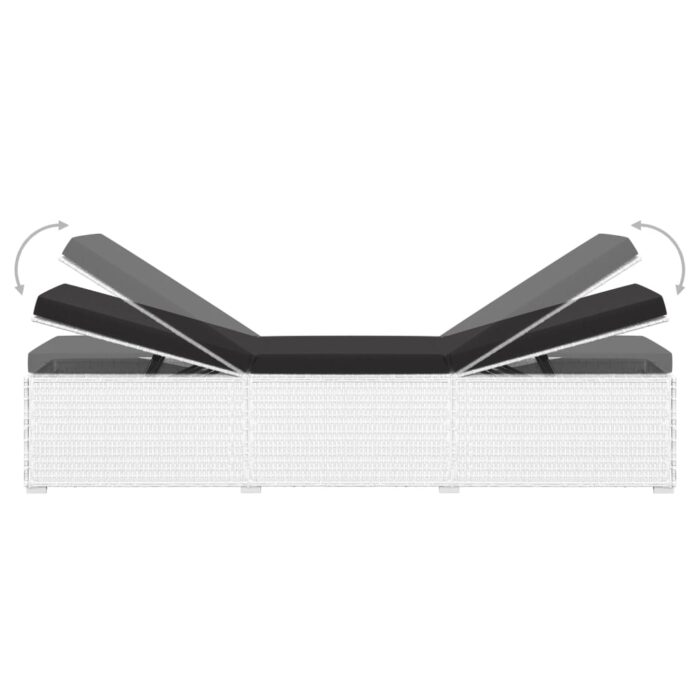 Chaise longue avec coussin et table à thé rotin Blanc – Image 6