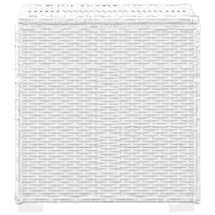 Chaise longue avec coussin et table à thé rotin Blanc – Image 8