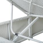 Chaise longue avec coussin et table à thé rotin Blanc – Image 9