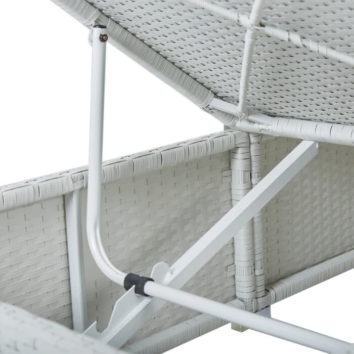 Chaise longue avec coussin et table à thé rotin Blanc – Image 9