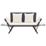 Banc de jardin avec coussins 176 cm Noir Résine tressée – Image 4