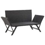 Banc de jardin avec coussins 176 cm Noir Résine tressée – Image 5