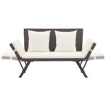 Banc de jardin avec coussins 176 cm Marron Résine tressée – Image 4