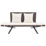 Banc de jardin avec coussins 176 cm Marron Résine tressée – Image 5