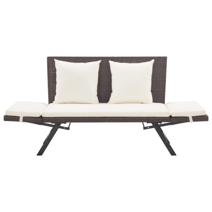 Banc de jardin avec coussins 176 cm Marron Résine tressée – Image 5