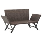 Banc de jardin avec coussins 176 cm Marron Résine tressée – Image 6