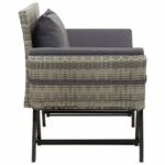 Banc de jardin avec coussins 176 cm Gris Résine tressée – Image 2