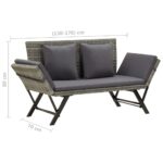 Banc de jardin avec coussins 176 cm Gris Résine tressée – Image 8