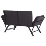 Banc de jardin avec coussins 176 cm Noir Résine tressée – Image 3