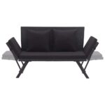 Banc de jardin avec coussins 176 cm Noir Résine tressée – Image 4