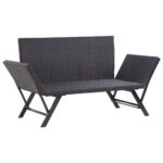 Banc de jardin avec coussins 176 cm Noir Résine tressée – Image 6
