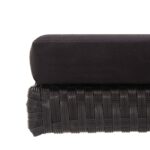 Banc de jardin avec coussins 176 cm Noir Résine tressée – Image 8