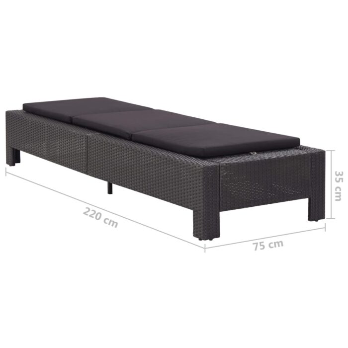 Transat avec coussin Noir Résine tressée – Image 8