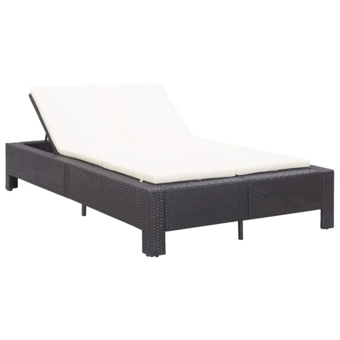 Transat à 2 places avec coussin Noir Résine tressée – Image 1