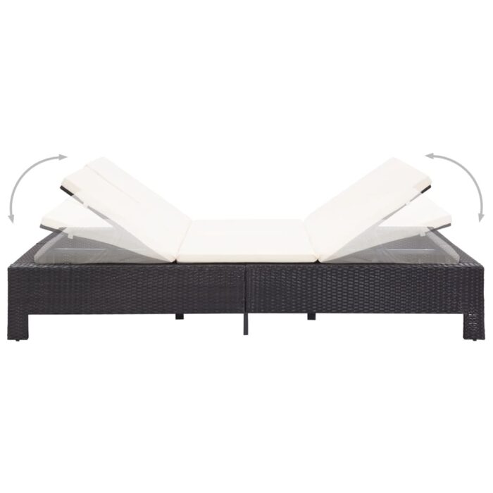 Transat à 2 places avec coussin Noir Résine tressée – Image 4