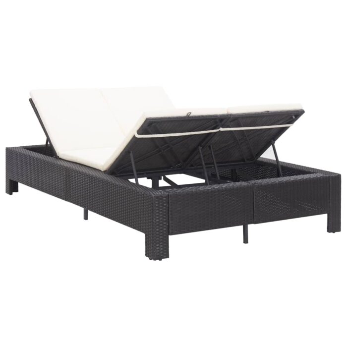 Transat à 2 places avec coussin Noir Résine tressée – Image 5