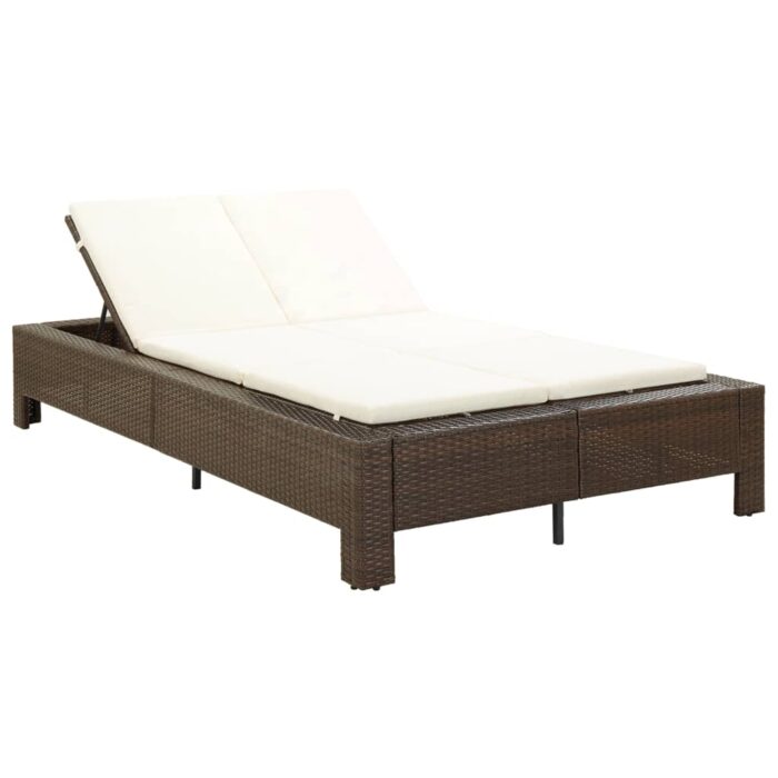 Transat à 2 places avec coussin Marron Résine tressée – Image 1