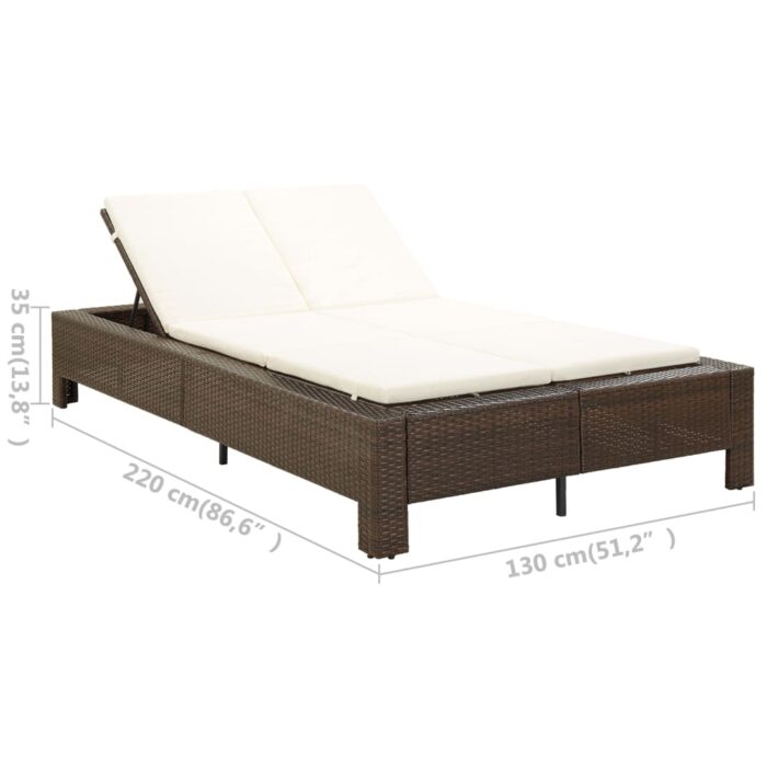 Transat à 2 places avec coussin Marron Résine tressée – Image 10