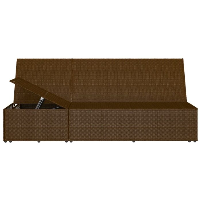 Chaise longue convertible avec coussin Résine tressée Marron – Image 10