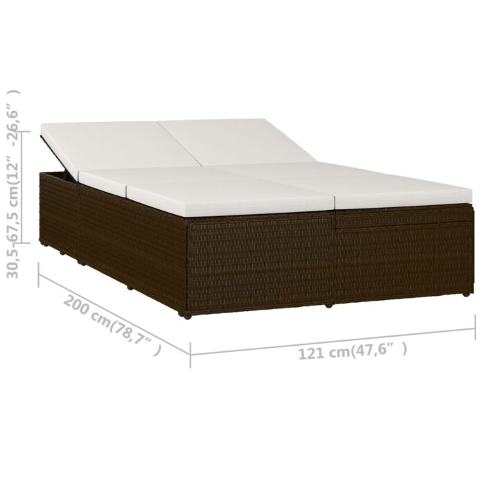 Chaise longue convertible avec coussin Résine tressée Marron – Image 12