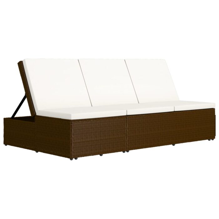Chaise longue convertible avec coussin Résine tressée Marron – Image 2