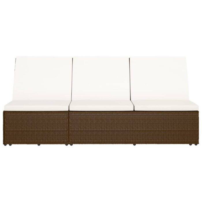 Chaise longue convertible avec coussin Résine tressée Marron – Image 4