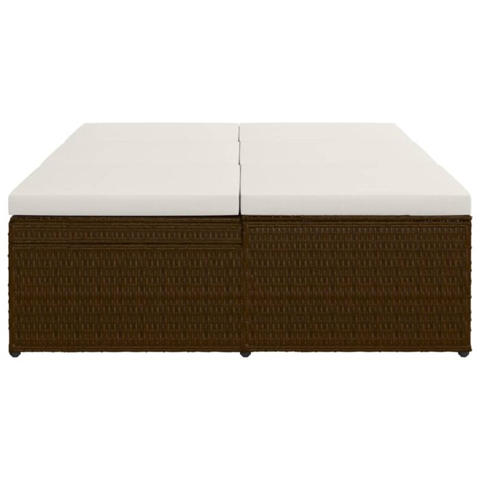 Chaise longue convertible avec coussin Résine tressée Marron – Image 5