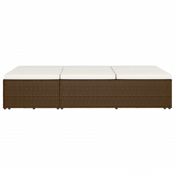 Chaise longue convertible avec coussin Résine tressée Marron – Image 6