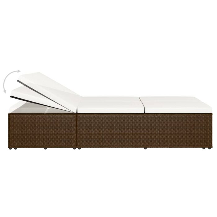 Chaise longue convertible avec coussin Résine tressée Marron – Image 7