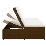 Chaise longue convertible avec coussin Résine tressée Marron – Image 8