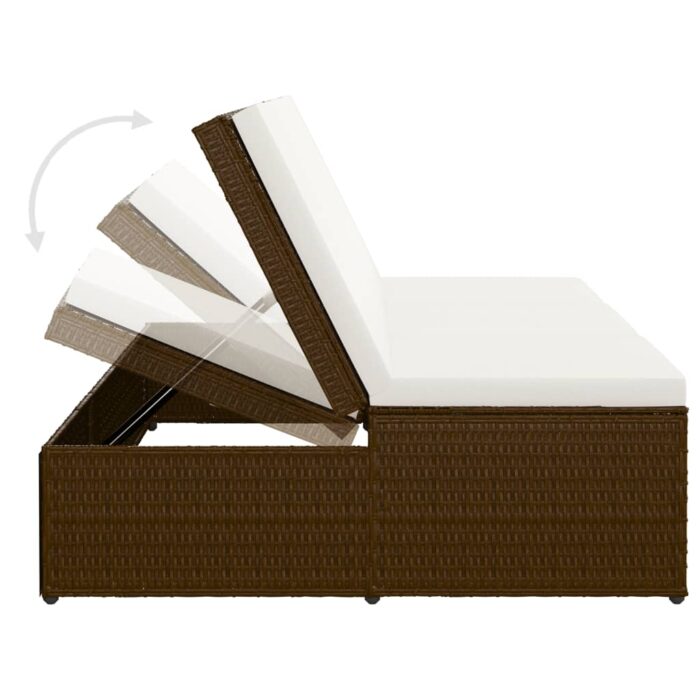 Chaise longue convertible avec coussin Résine tressée Marron – Image 8
