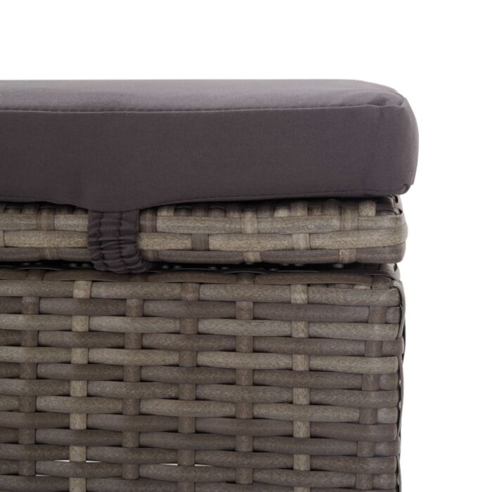 Chaise longue avec auvent et coussin Résine tressée Gris – Image 6