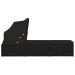 Chaise longue avec auvent et coussin Résine tressée Noir – Image 3