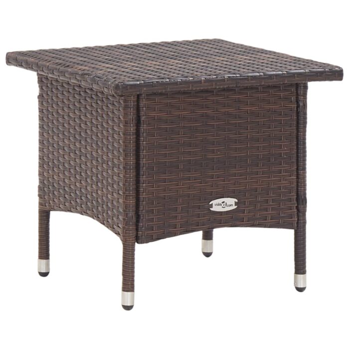 Table à thé Marron 50x50x47 cm Résine tressée – Image 1